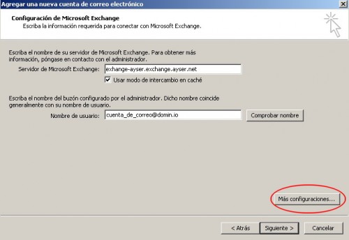 Configuración de una cuenta Exchange 2010 en Office Outlook 2007 o 2010